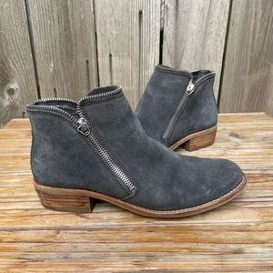 Dolce Vita Sofiya Double Zip Bootie Womens 7 Grey Suede Leather Boot